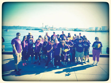 Team Trudy, a group of relatives and friends of Gertrude "Trudy" Baxter (center), gathered for last year's South Sound Walk to End Alzheimer's.