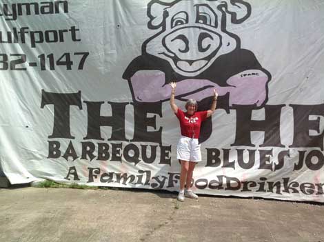 Linda Finch outside The Shed in Gulfport, Miss., a barbecue place that’s been featured on cable television’s Food Channel.