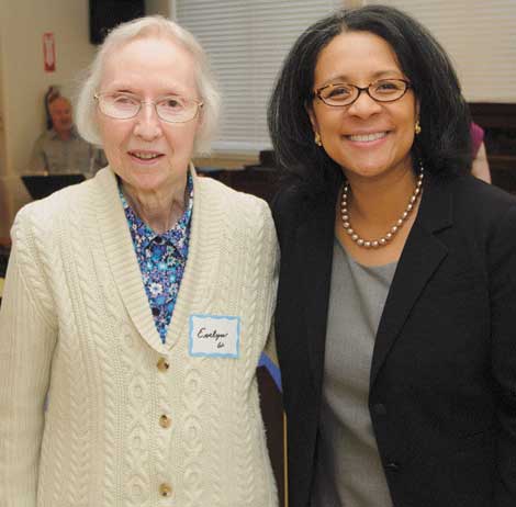 Evelyn Wright (left) and other Senior Companion volunteers were honored by Tacoma Mayor Marilyn Strickland during a recognition party hosted by Lutheran Community Services Northwest.