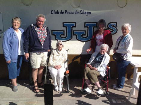 Jeanette Harris, Bob Fink, Audrey Stacy, Linda Finch, Florence Bargmeyer, Della Troup included a stop at J.J.'s Cantina in Puerto Penasco in their itinerary for a trip to Mexico.