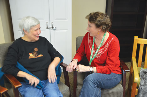 Their regular visits with each other have made Elaine Jakoskie (left) and Senior Companion volunteer Angela DiMeglio good friends. (Joan Cronk/Senior Scene) 