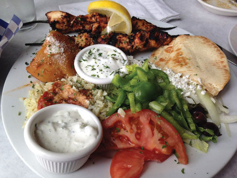 Giorgios Greek Cafe, located in downtown Puyallup, serves authentic Greek dishes.