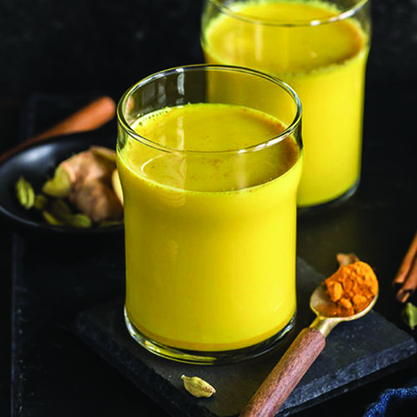 A glass of golden milk for health and digestion